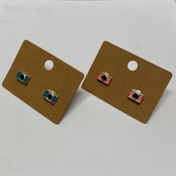 Claire's Sensitive Solutions Camera Earrings Pink Blue Photo Cameras 2 Pairs New - Picture 2 of 9